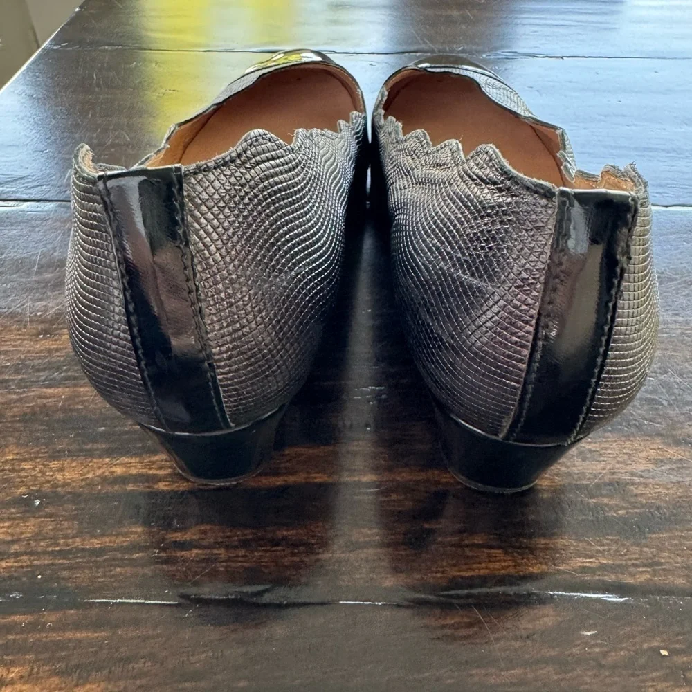 French sole- FS/NY | Miles wedges | pewter metallic leather| Sz 7.5